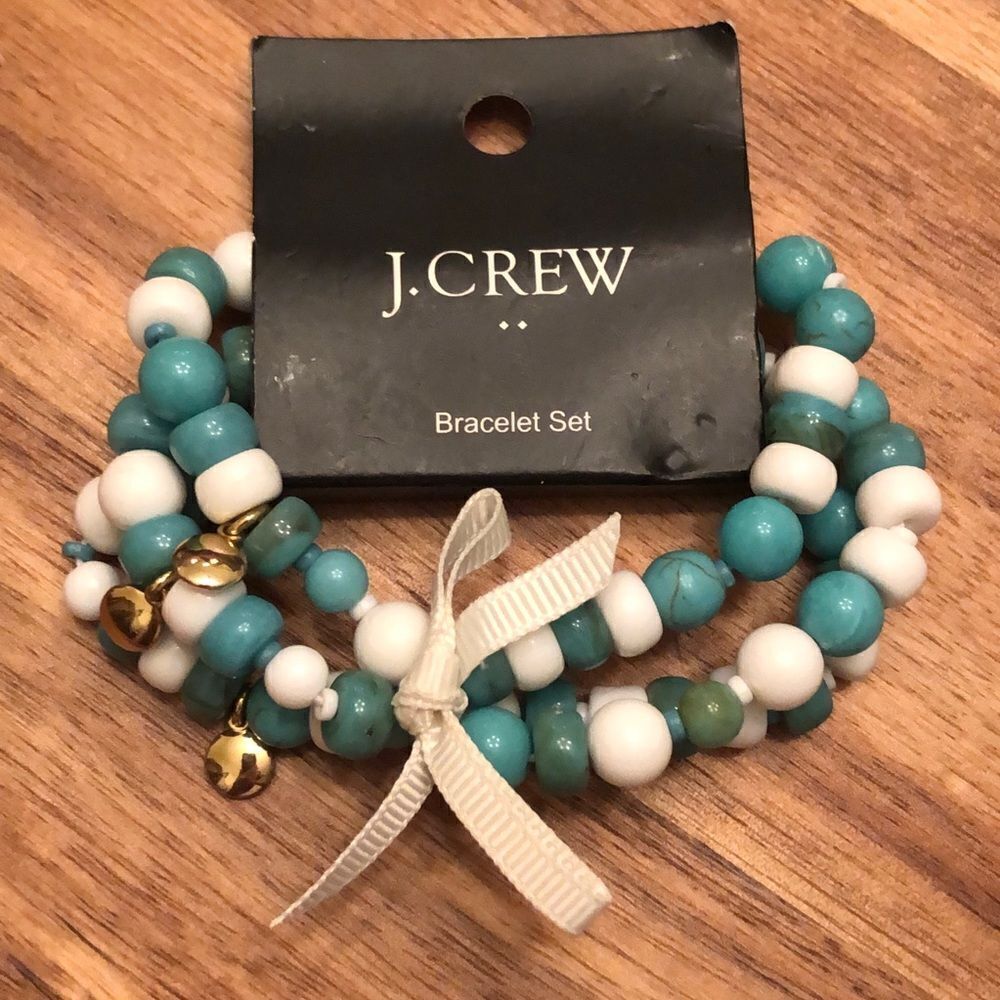 J.Crew | Turquoise and White Beaded Bracelet Set